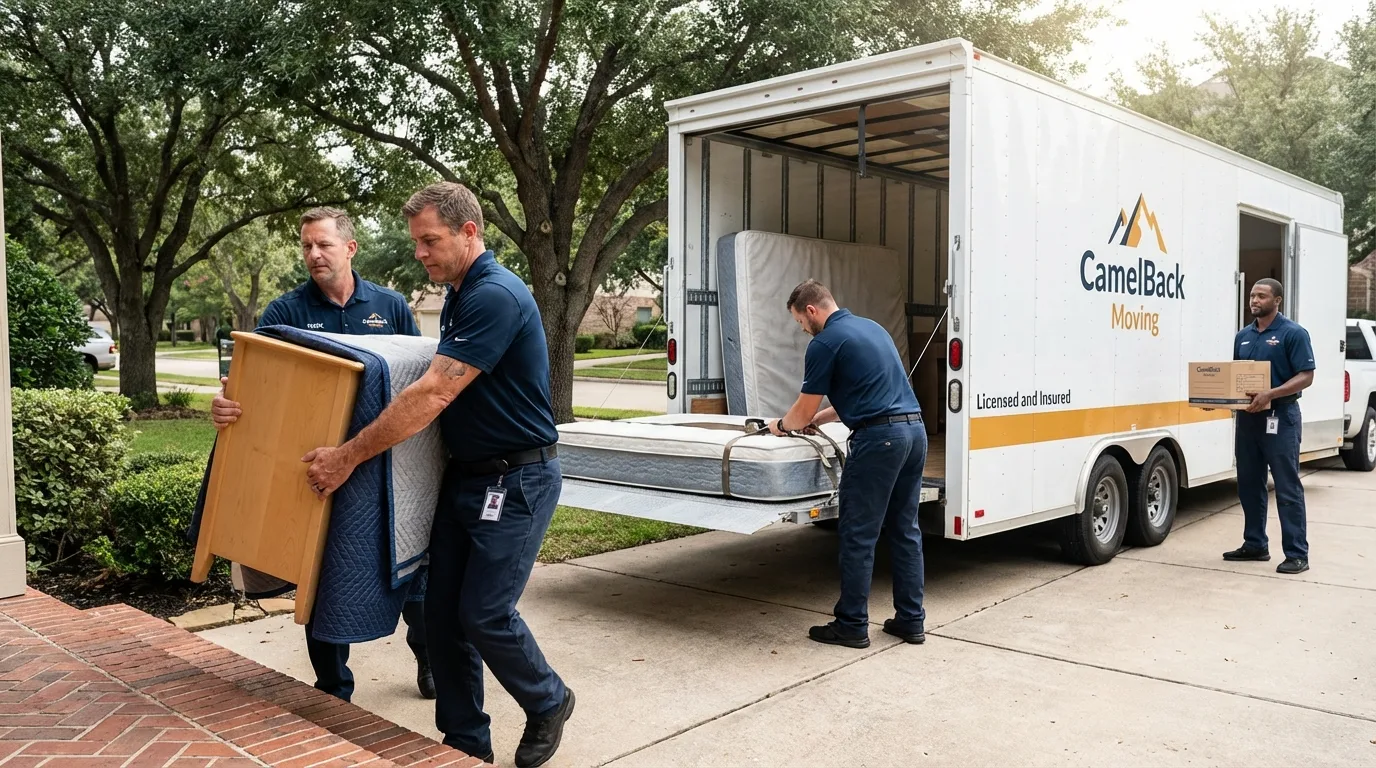 Crew loading residential truck for cross-state move from Sparta, WI