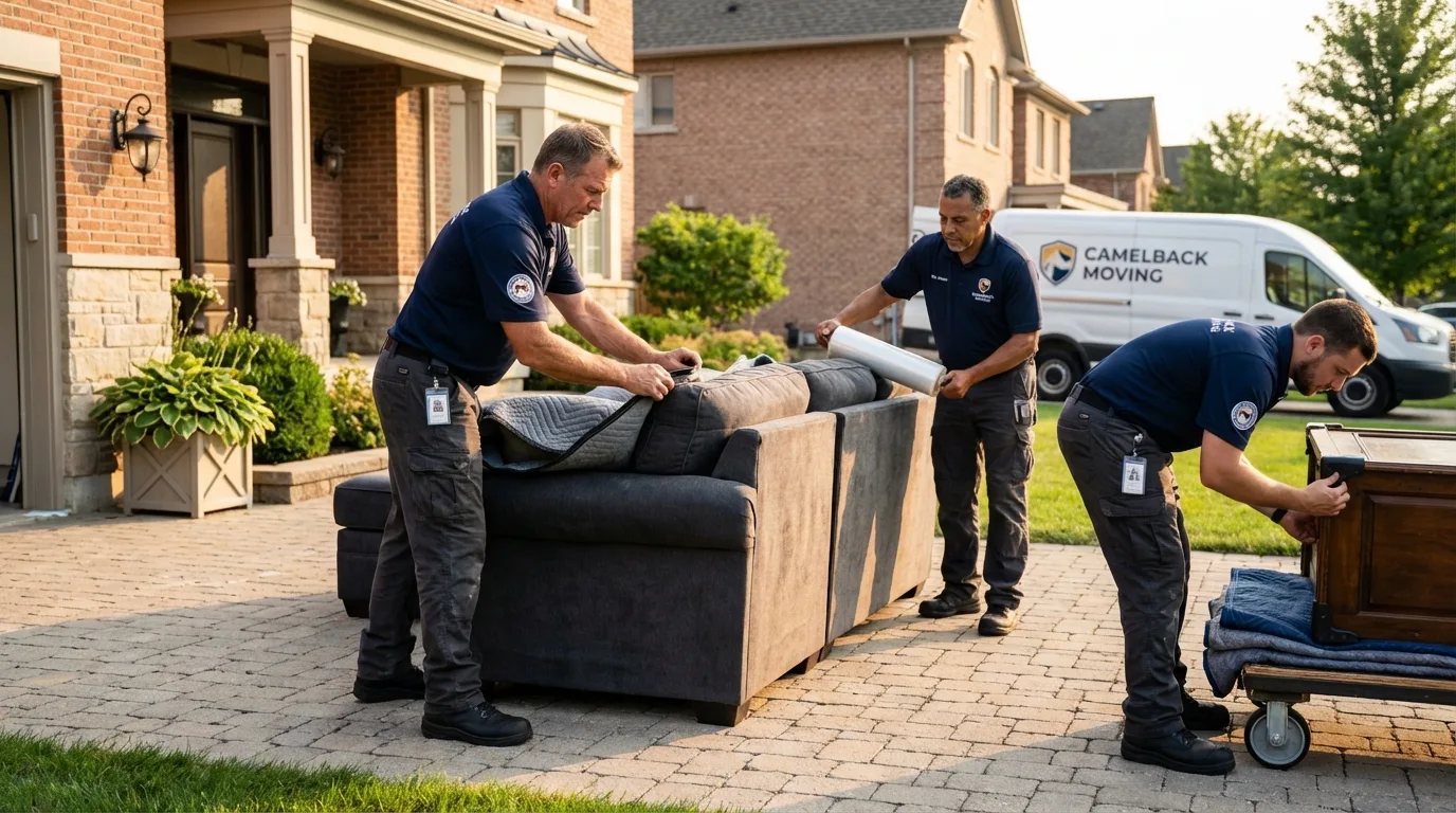 Large estate moving crew wrapping furniture in Sparta, WI