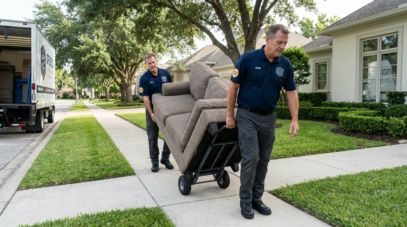 Local residential moving crew loading furniture in Sparta, WI